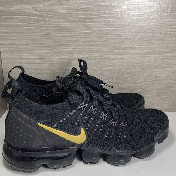 Nike Air Vapormax FlyKnit 2 Metallic Gold Black 2018 Women Size 7 942843-012 - Picture 4 of 10